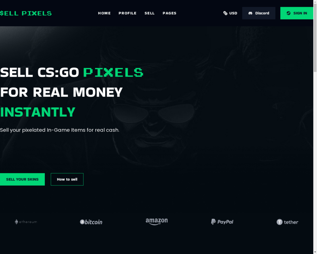 SAAS business for sale SellPixels Instant Skin Cashout Service