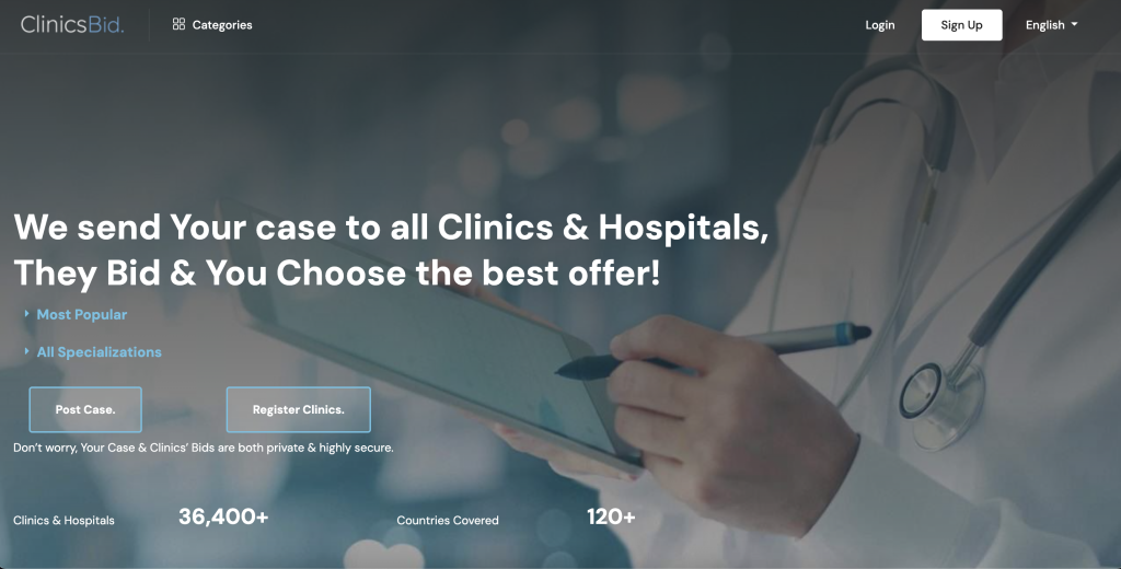 SAAS business for sale-ClinicsBid.com - Connects Clinics with Patients